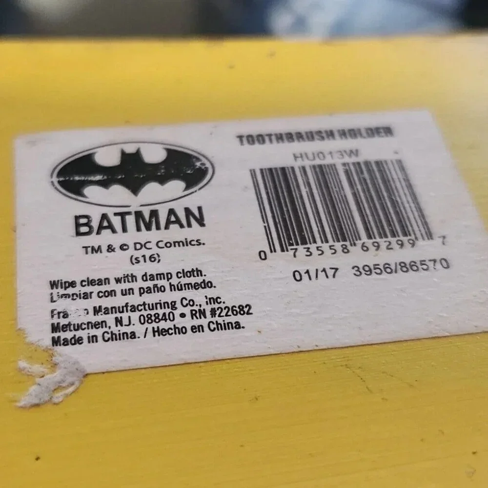 Batman Toothbrush Holder DC Comics Yellow Black Bat‎ Signal Logo Franco HU013W